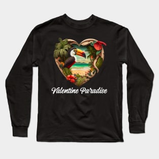 Valentine Paradise No. 4: Valentine's Day in Paradise on a Dark Background Long Sleeve T-Shirt